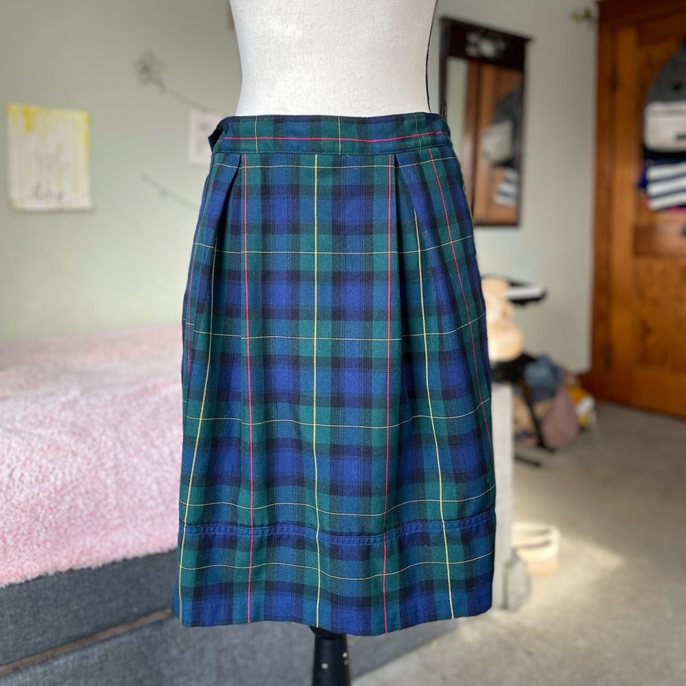 Vintage Plaid Pencil Skirt